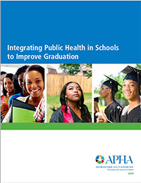 Cover of Integrating Public Health in Schools to Improve Graduation report with smiling graduates
